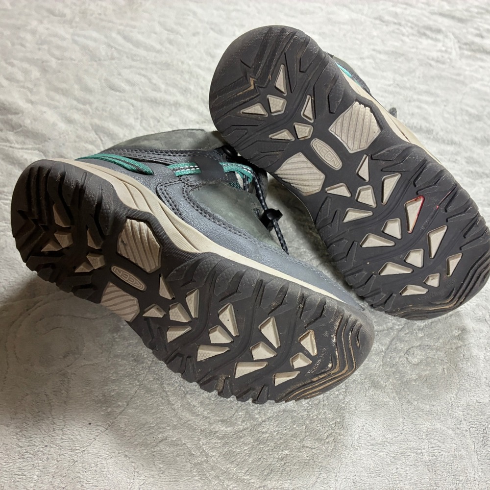 Keen Kids Waterproof Hiking Boots Size 11 Grey Teal Mid - Picture 6 of 10